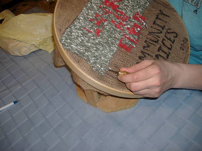 Hooking a mat Hooking a mat